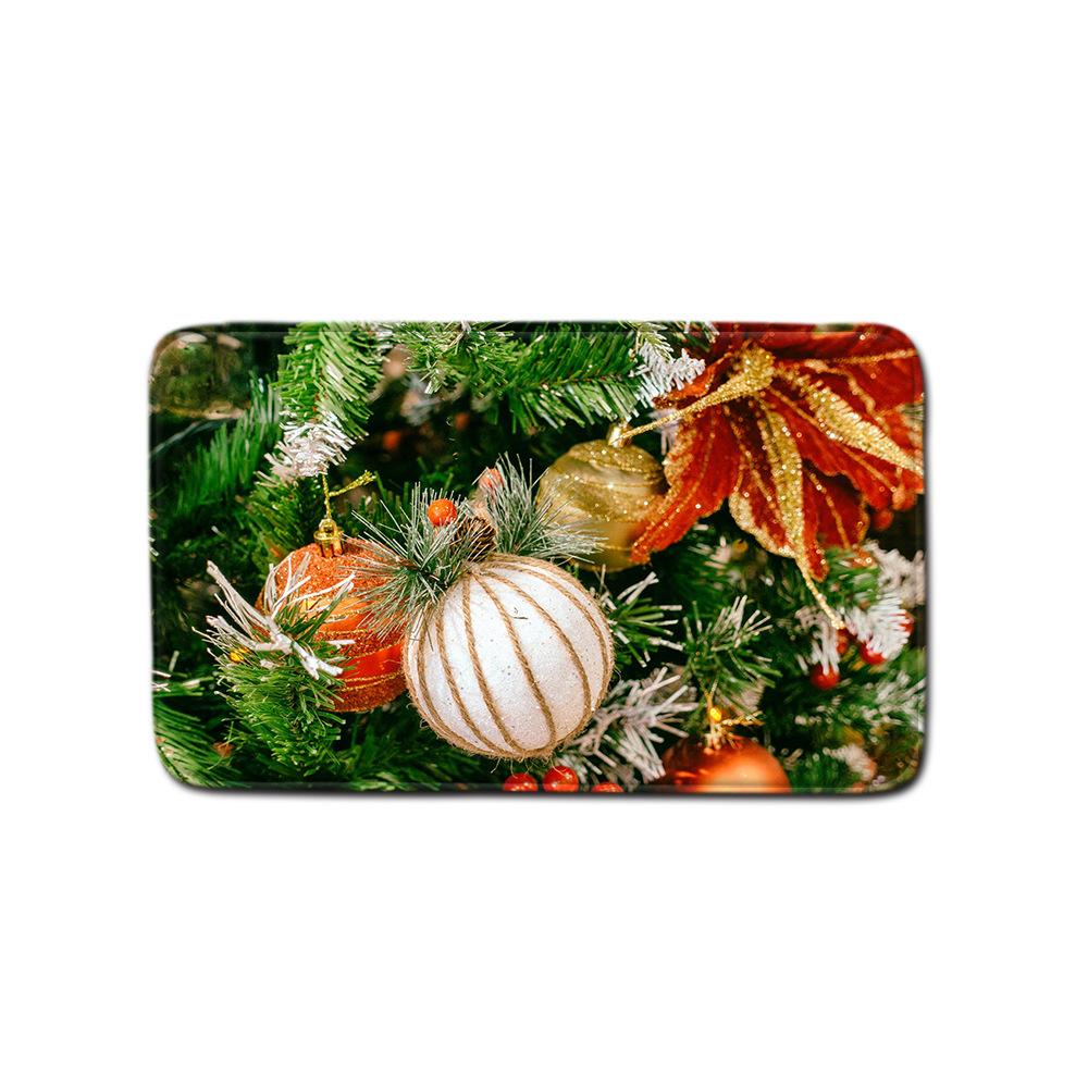 Christmas Shower Curtain Floor Mat Combination Four-Piece Set Bathroom Toilet Carpet Shower Room Mat Foot Mat