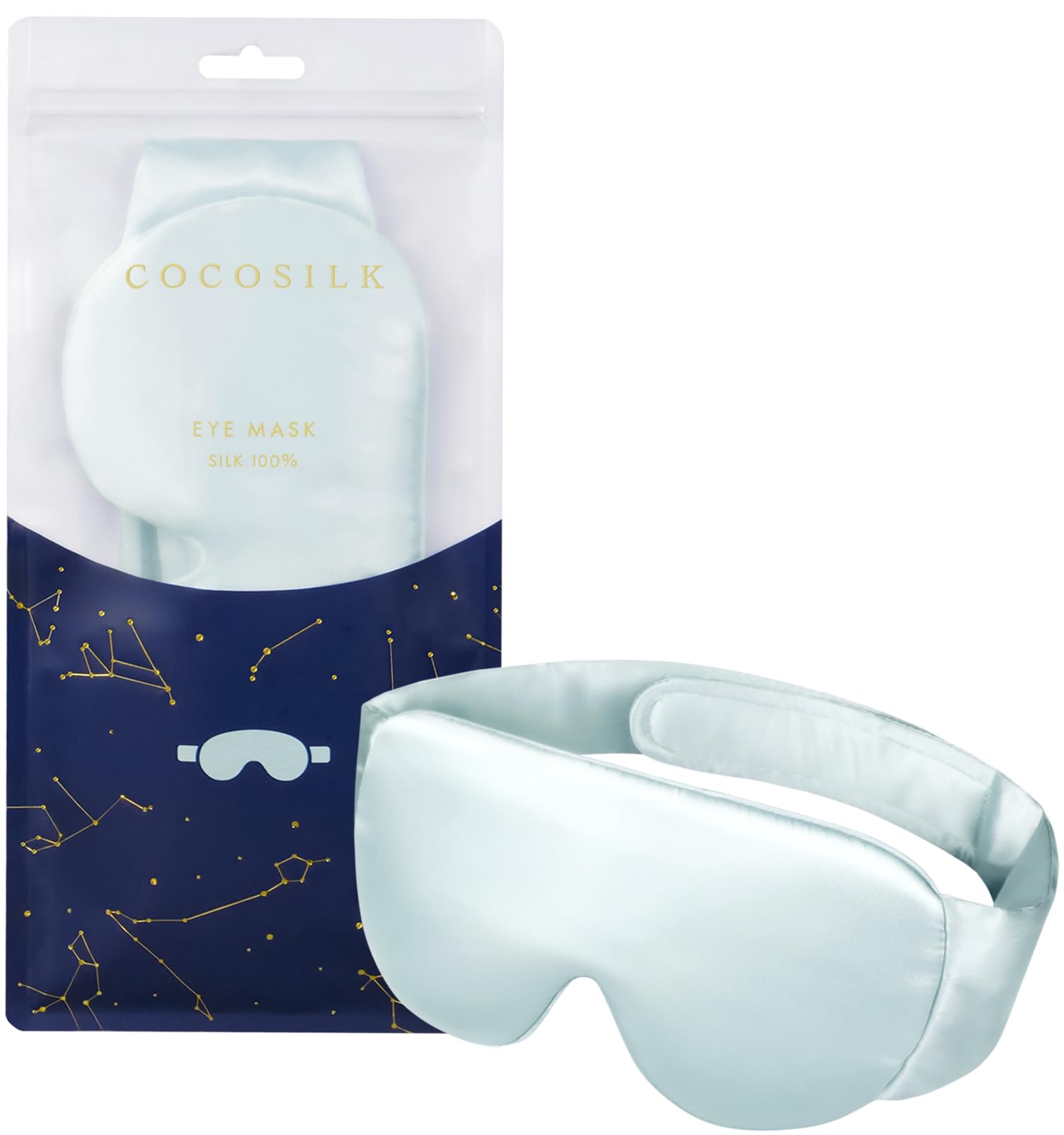 

COCOSILK Маска для глаз для сна, регулируемая, шелковая, для отдыха глаз, 100% шелк, блокировка света 99,9%, сон, дышащая, легкая, унисекс,