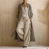 VAYLA Damen Freizeit Locker Langarm 3-teilige Anzüge Herbst Vintage Einfarbig Streetwear Sexy V-Ausschnitt Oberteil + Lange Hose + Strickjacke Set