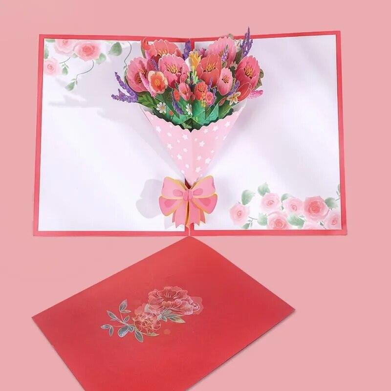 3D Pop-Up Cards Flowers Birthday Card Anniversary Gifts Postcard Maple Cherry Tree Wedding Invitations Congratulation Card Gift