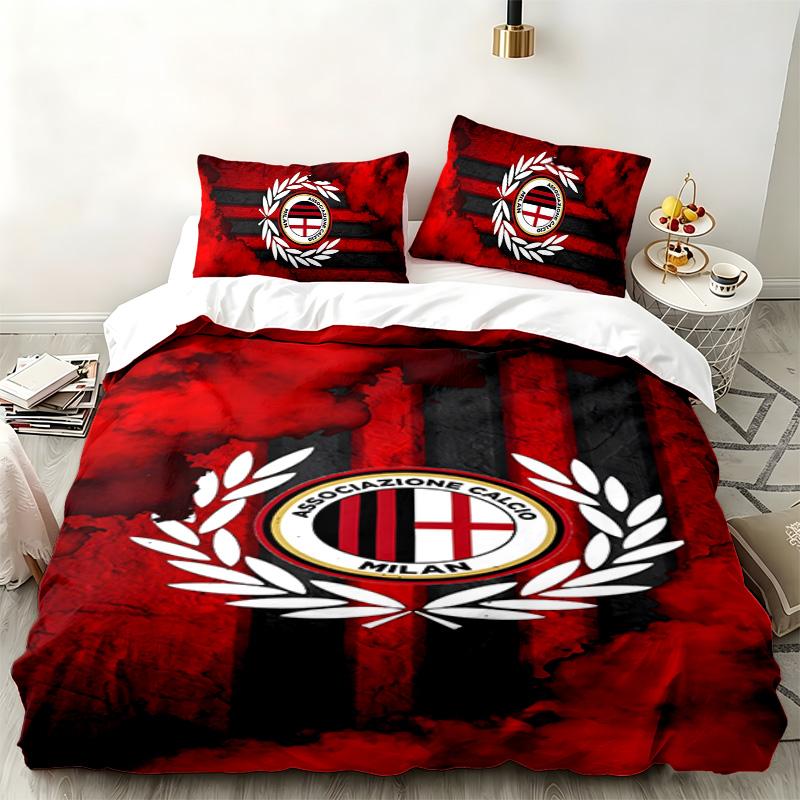 AC Milan 3-delige set Perfect voor gebruik in de slaapkamer Comfortabele beddengoedset bevat een dekbedovertrek en twee kussenslopen Ideaal verjaardags- of kerstcadeau