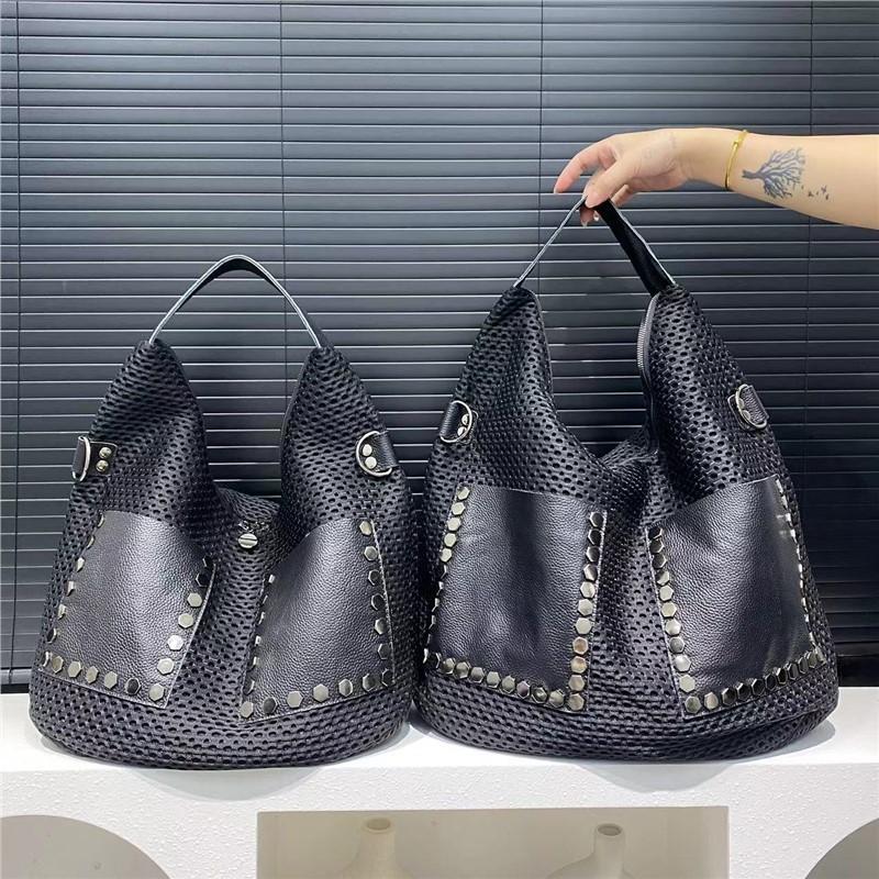 Mesh Rivet Tote Bag Large Capacity Commuter Trend Shoulder Handbag