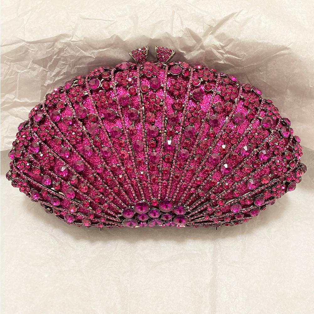 Hollow Out Rose Red Rhinestone Diamond Wedding Purse New Fashion Women’s Crystal Evening Clutches BagLady Chain Party Clutches