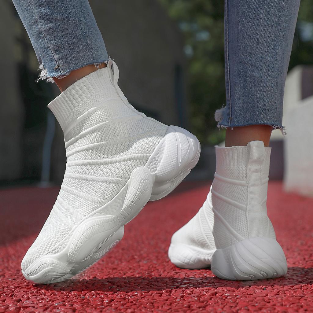 Frühling und Herbst neue fliegende gewebte Übergröße Freizeitsportschuhe High-Top atmungsaktiv rutschfest Paar Übergröße Stiefeletten