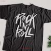 Rocknroll Scribbled Slogan T Shirt Cool Music Punk Rock Concert Outfit For Fans Musicians Rocker Top Vintage Washed Unisex