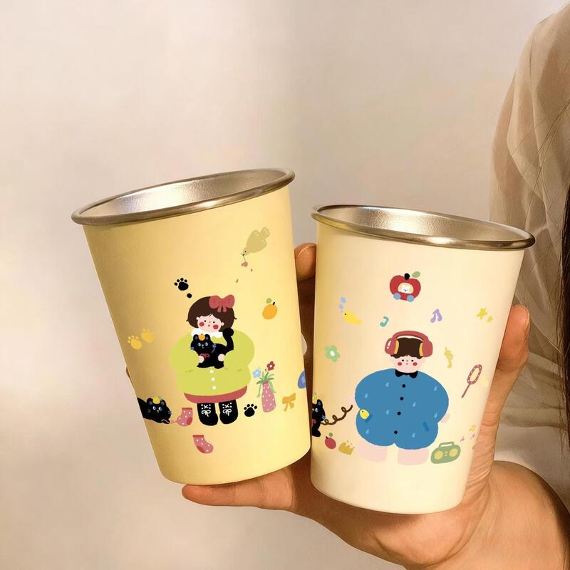 Handun 350ml Stainless Steel Cartoon Rinsing Cup Set
