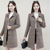 Plaid Woolen Coat for Plus Size Middle-Aged Women - Trendy Autumn/Spring Style