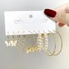 5pcs Set Creativity Snake Shape Acrylic Butterfly Pearl Dangle Earring Set for Women Fashion Hoop Earring Jewelry Accessories