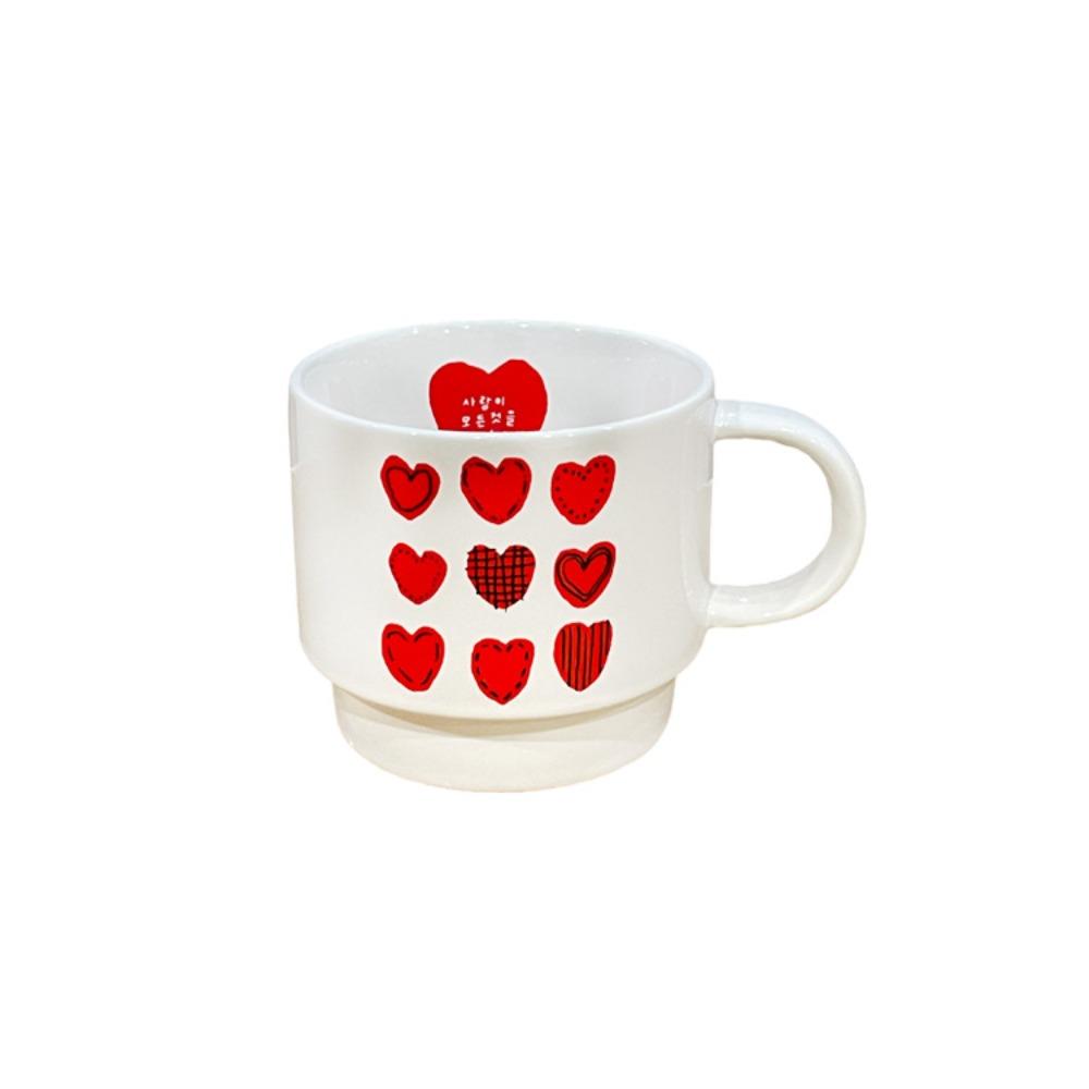 

Korean ins love ceramic cup cute high value mug home couple coffee cup souvenir 300ml
