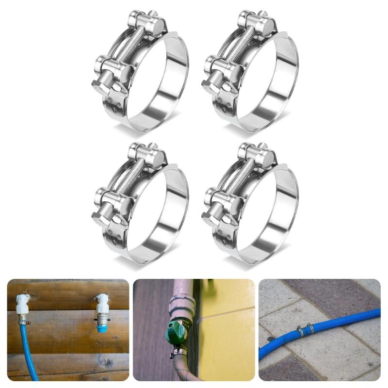 Pack of 4 Steel Hose Clamps Corrosion Resistant Providing Strong & Tight Grip for Home & Industrial Hose Applications