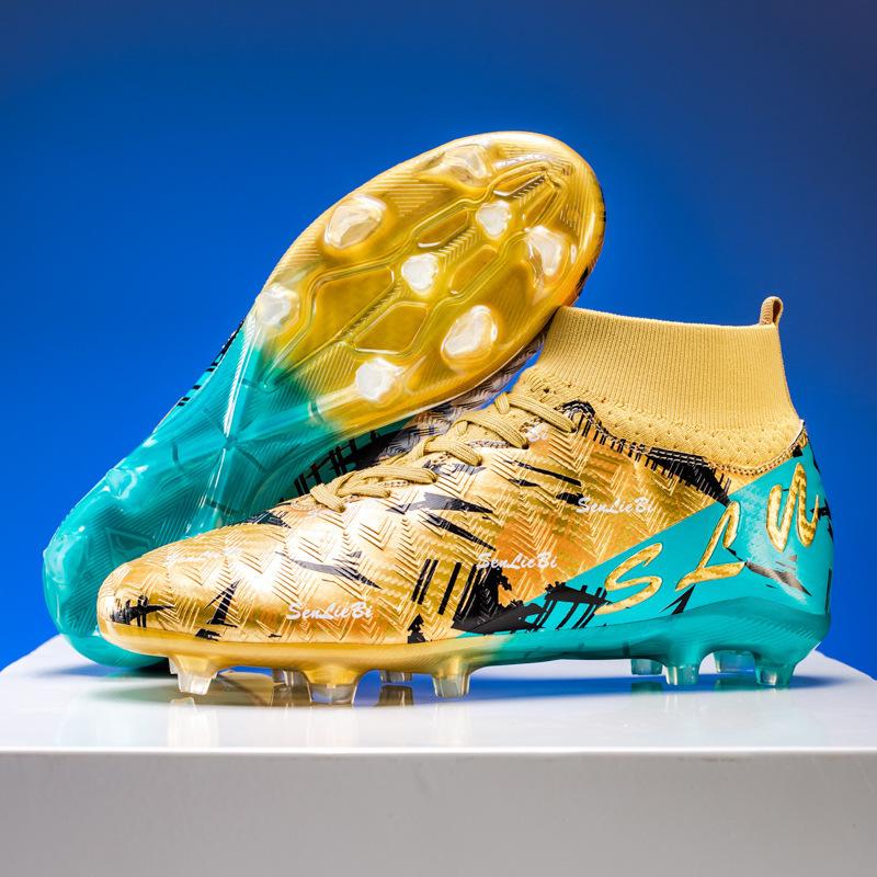 Adolescent Adult Student Male and Female Long Nails AG Shattered Nails High Top Artificial Grass Training World Cup Football Shoes