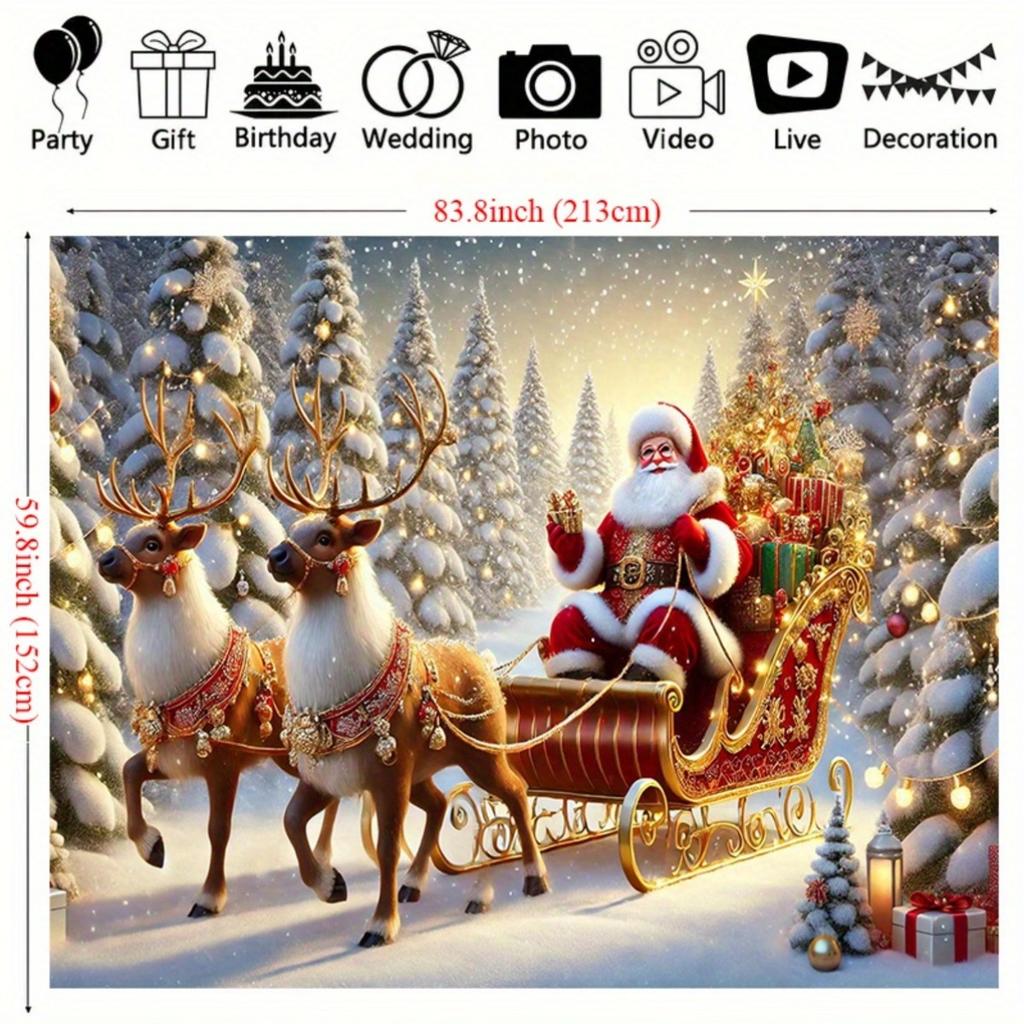 1Pc Christmas Festive Scene Tapestry Wall Hanging, Decorative Fabric Poster for Bedroom, Living Room, Dorm & Home Decor