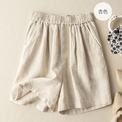 High Waist Wide Leg Baumwolle Leinen Hose Damen Sommer Locker Dünn Kurze Shorts Künstlerisch Retro Lässig Mittellang Outdoor-Bekleidung
