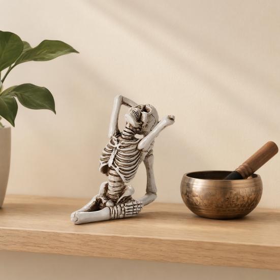 Baizihuahu Halloween Yoga Skeleton Statue, Funny Dead Figure for Party Decor, Resin Gothic Skull Ornament Haunted House, Garden Gift