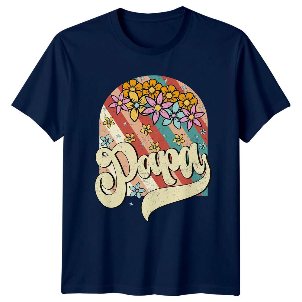 Papa Unisexs TShirt Retro Floral Family Fathers Day Gift For Him