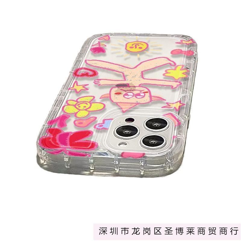 Cartoon graffiti villain apple 15 mobile phone case iphone14promax transparent soft glue 13/12/11 anti-drop xr