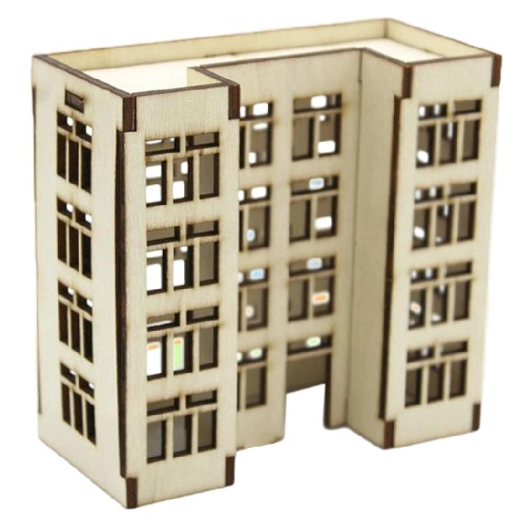 Wooden Apartment Building Assembling Model Outland Model for DIY Sand Table Garden Microlandscape Ornament Decors
