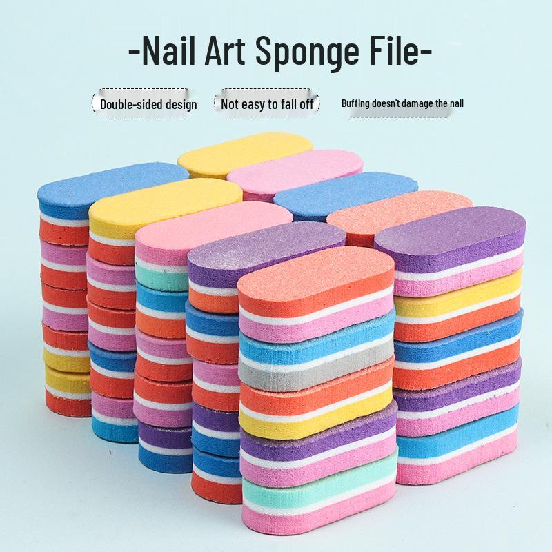 Double-Sided Nail File: Oval Sponge for High-Elasticity Polishing and Grinding
