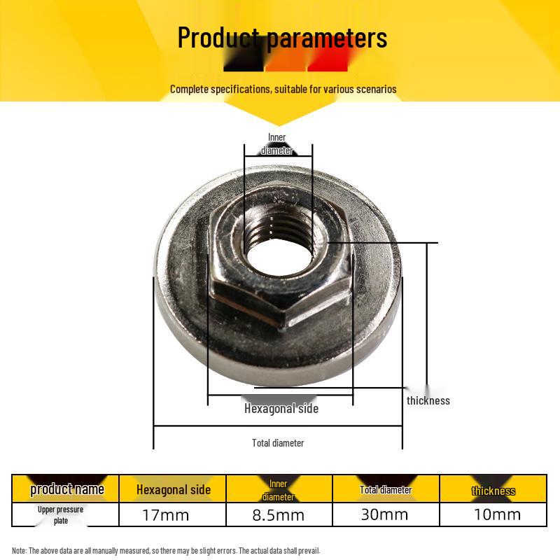 Hex Nut & Pressure Plate Set for Angle Grinder Polishing Machine
