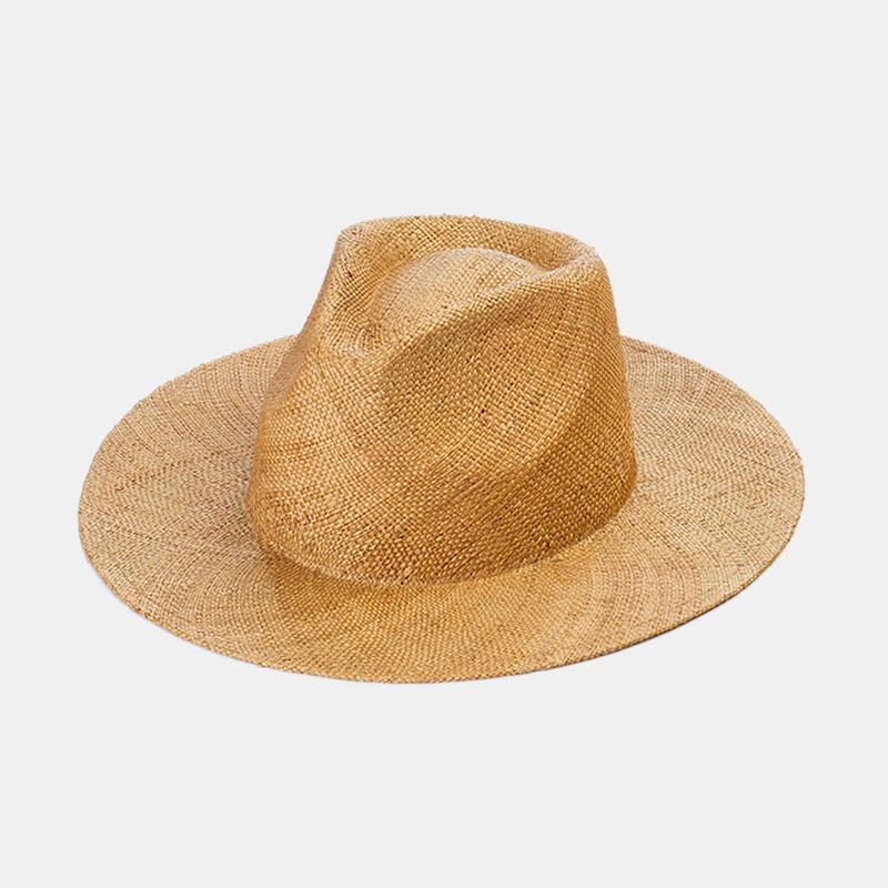 

USPOP New Spring Summer Simple Plain Dyed Jazz Straw Hat for Travel and Beach Women Natural Breathable Large Brim Straw Sun Hats 56-58cm верблюд