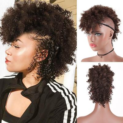 Syntetické dlouhé hnědé kudrnaté příčesky Mohawk culík Clip-In prodlužování vlasů přírodní culík s vysokým nafouknutým afro