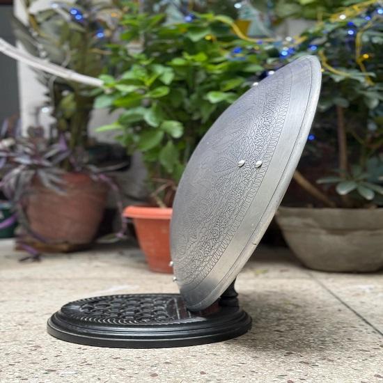 Aluminium Floral Blomst Gravert Skjold Rund Viking Veggkunst
