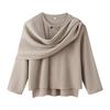 European and American style, French style, women's clothing, fashionable versatile scarf medium and long knitted woolen coat