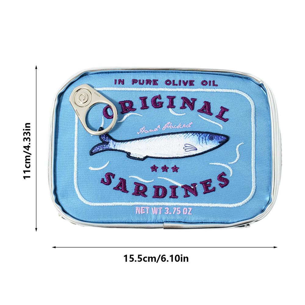

Canned Sardines Storage Bag Funny Makeup Cute Bath Large Capacity Travel Pouch Creative Cosmetic Purse Coquette Toiletry Bolsa синій