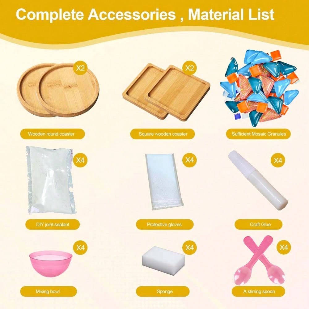 

4 шт. Стеклянная мозаичная плитка своими руками для поделок, наборы для мозаики разных цветов с деревянной подставкой для взрослых, материалы для мозаичных поделок небесно-голубой