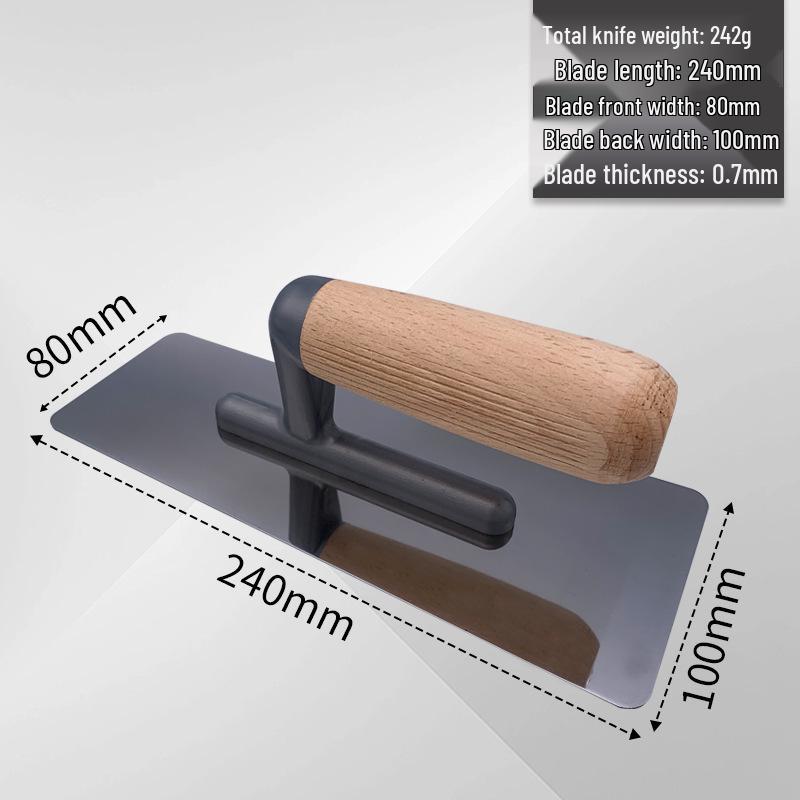 Stainless Steel Plastering Trowel with Beech Wood Handle - Wear-Resistant Putty Knife