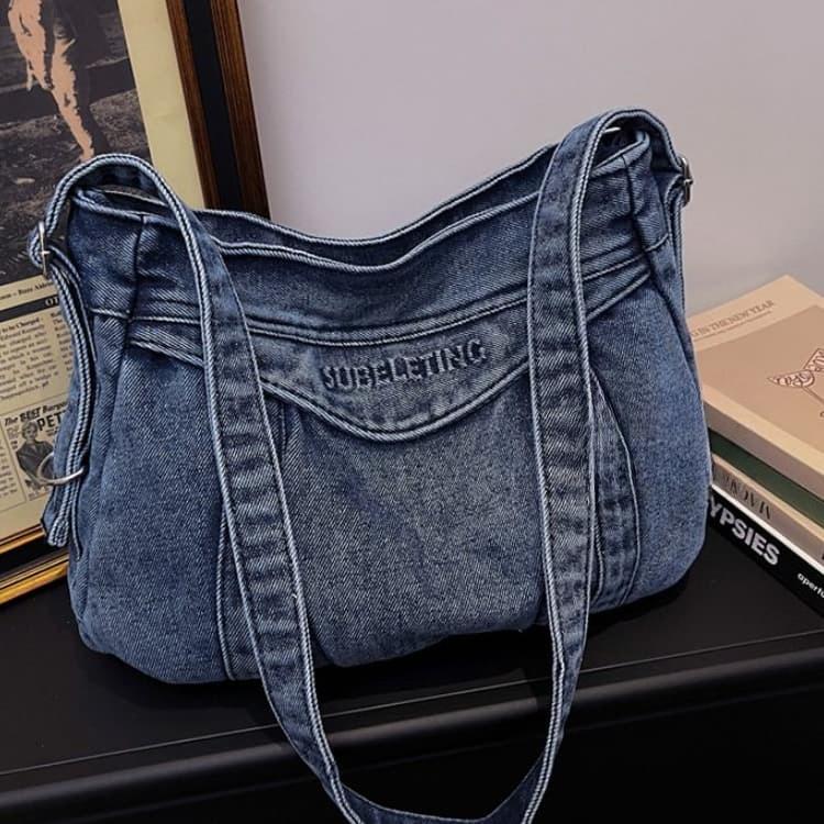 Retro old denim armpit bag women's shoulder messenger bag