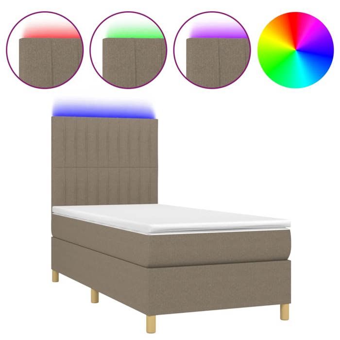 VidaXL Sommier à Lattes de Lit avec Matelas et LED, Lit Rembourré, Lit Simple, Lit Adulte de Chambre à Coucher Intérieur, 3135569