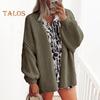 Women Cardigan Sweater Lantern Long Sleeve Solid Color Oversized Knitted Cardigan Open Front Lightweight Sweater Outwear
