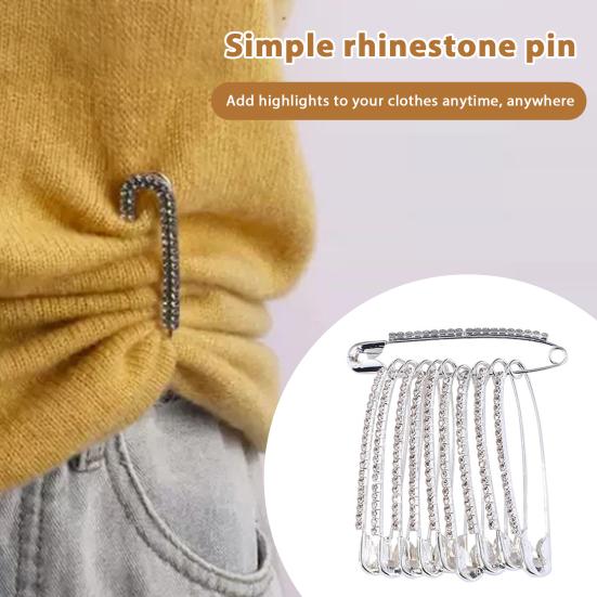 Rhinestone Safety Pins Pants Waist Pins Shiny Shawl Brooches Clothes Fixing Pins Decoration Accessories for Women Dress Pants Skirts Scarves