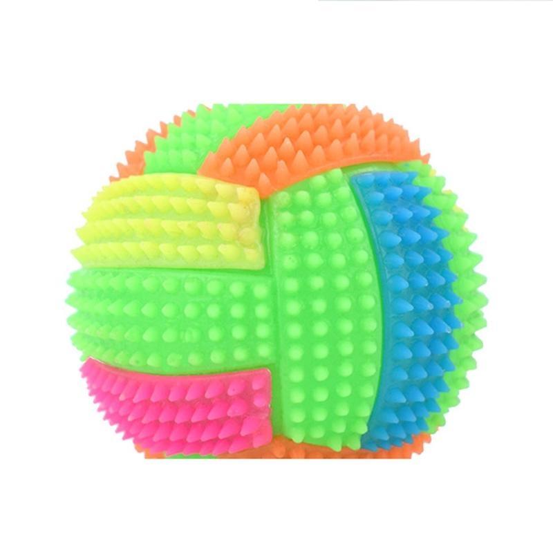Spiky Dog Rubber Elastic Glowing Balls Squeak Chew Toy Bite-Resistant Ball