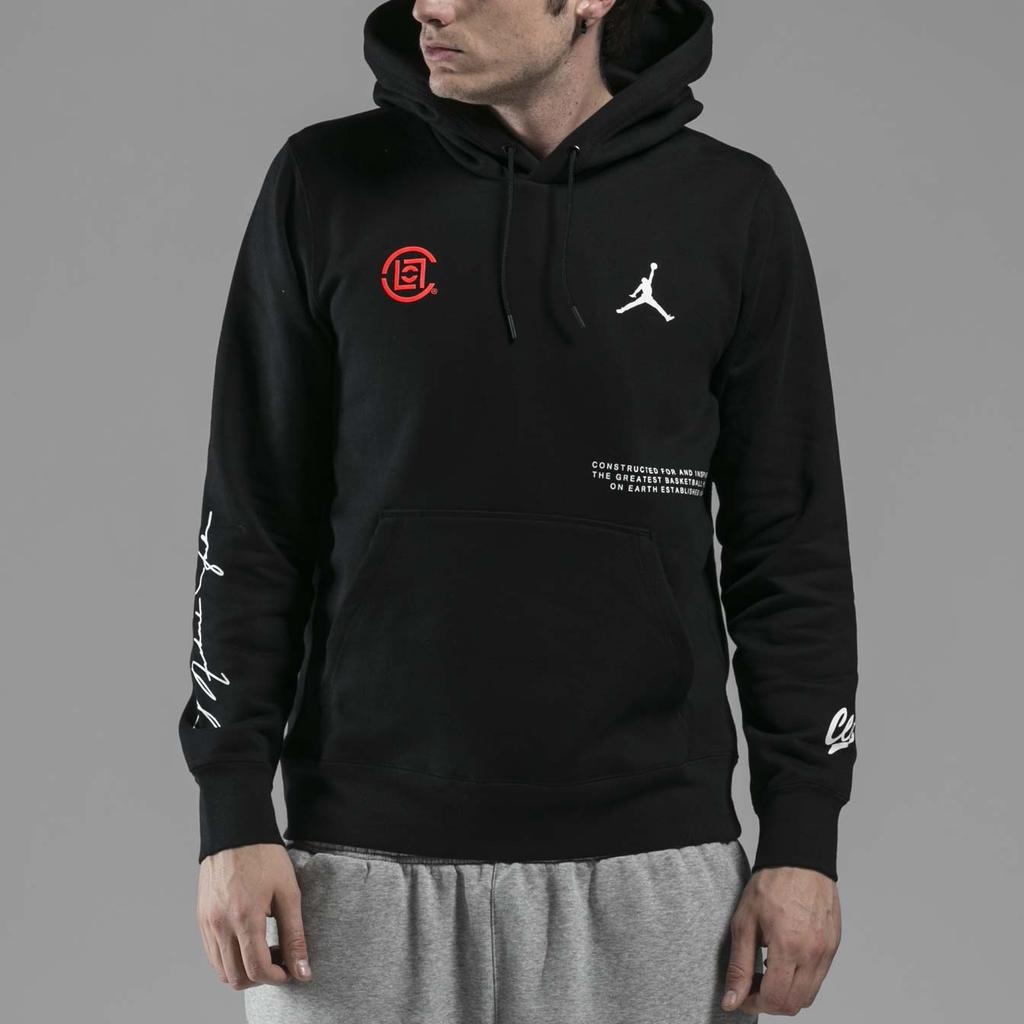 Air Jordan Clot X Logo Print Pullover Hoodie US Edition Men Hoodie Black AR8395-010
