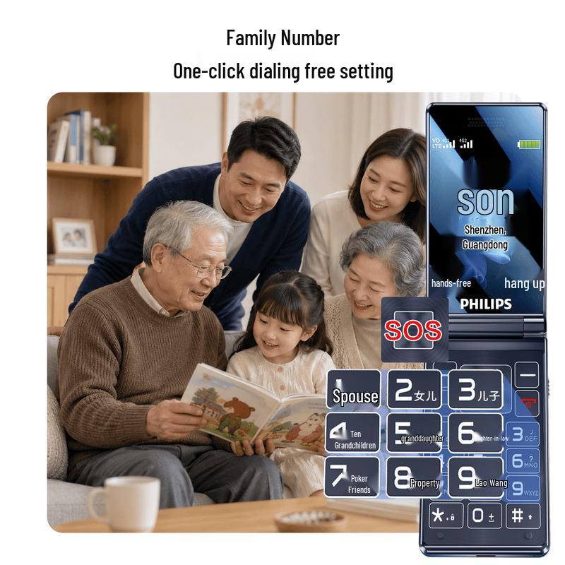 Philips F19 4G Telefono a Flip con Funzionalità per Anziani (Versione NC)