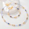 Set di Gioielli Cristallo e Perle d'Acqua Dolce Autunno & Inverno: Bracciale Collana con Acquamarina per Ragazze di Primavera