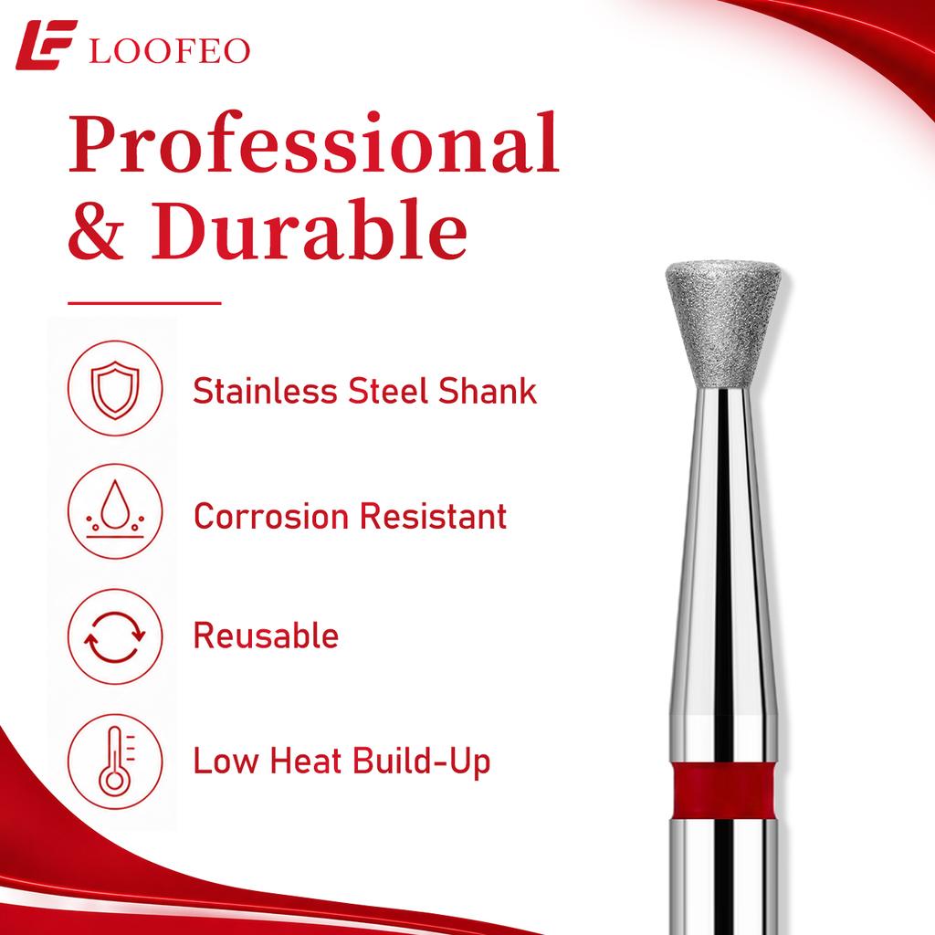 10PCS Diamond Nail Drill Bit Set Reverse Trapezoid 2.4/2.6/3/3.5/4/4.5mm Nail Milling Cutters Nail File Bit Sets for Nail Prep Nail Groove Cleaning