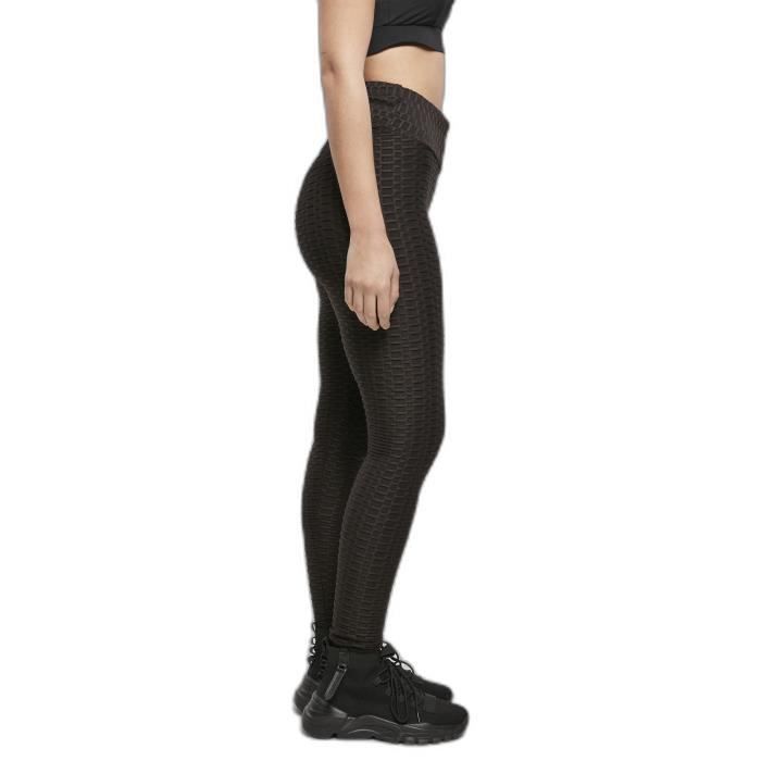 Damen High Waist Leggings Urban Classics Honeycomb - schwarz - M