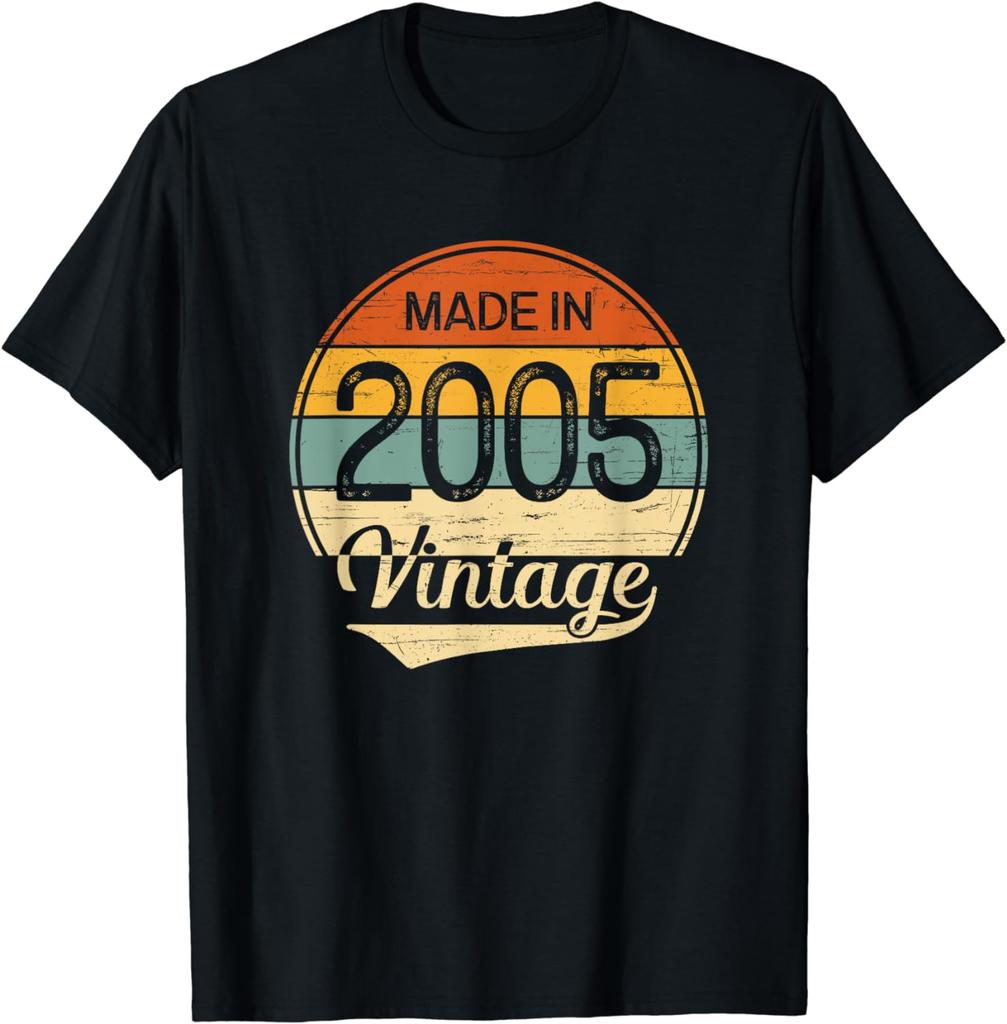 Vintage 2005 - 19 Year Old Birthday Made in 2005 T-Shirt  Graphic T Shirts  Unisex  Streetwear  T Shirt Men  Camisetas