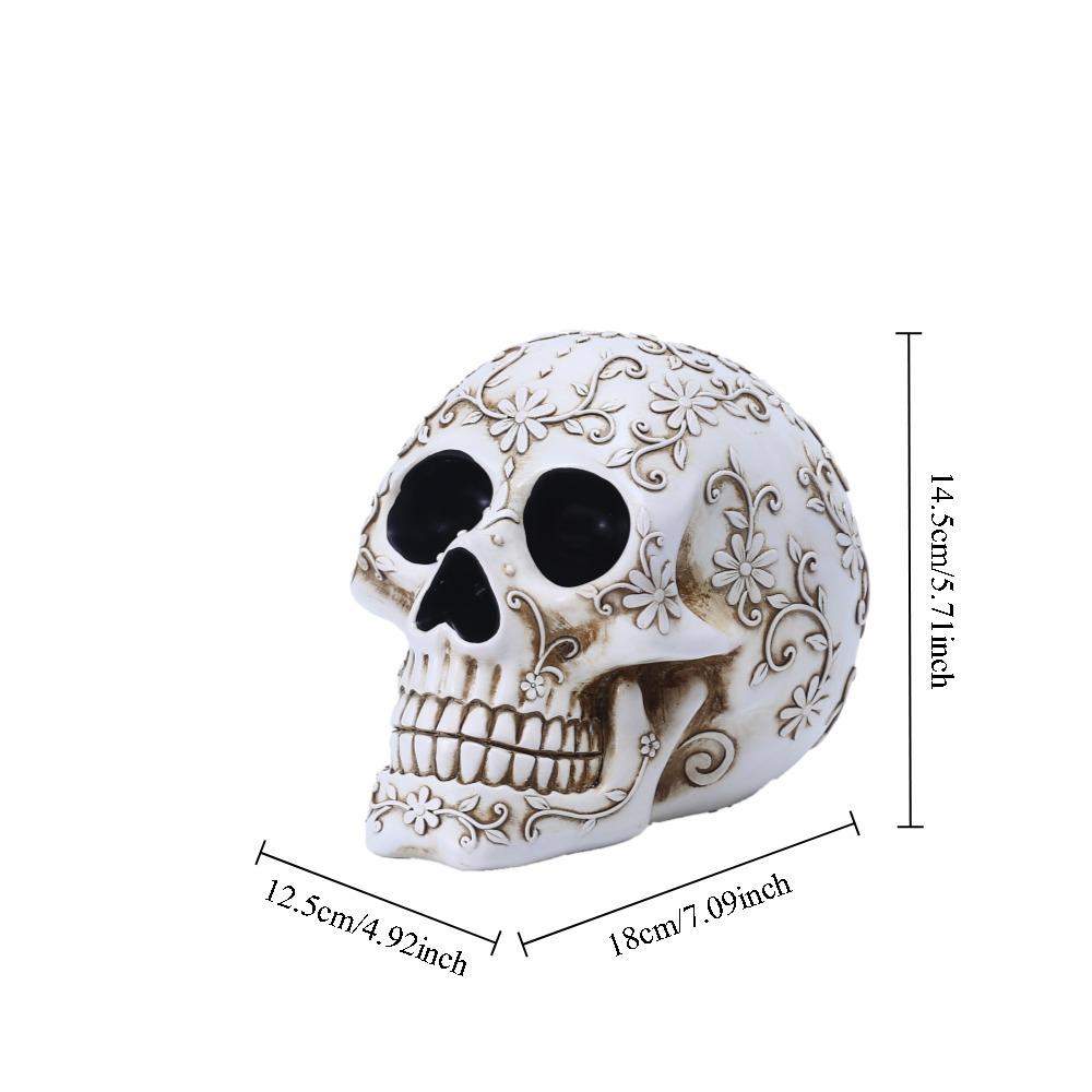 Halloween Skull Statue Creative Vintage Resin Skeleton Figurine Gothic Crow Skull Statue Halloween Home Party Desktop Decoration