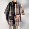 Foss Phil Men's Short-Sleeve Shirt, Summer Loose Plaid Shirt, Casual Jacket, Men's Clothing CY53 Gray-Blue XL