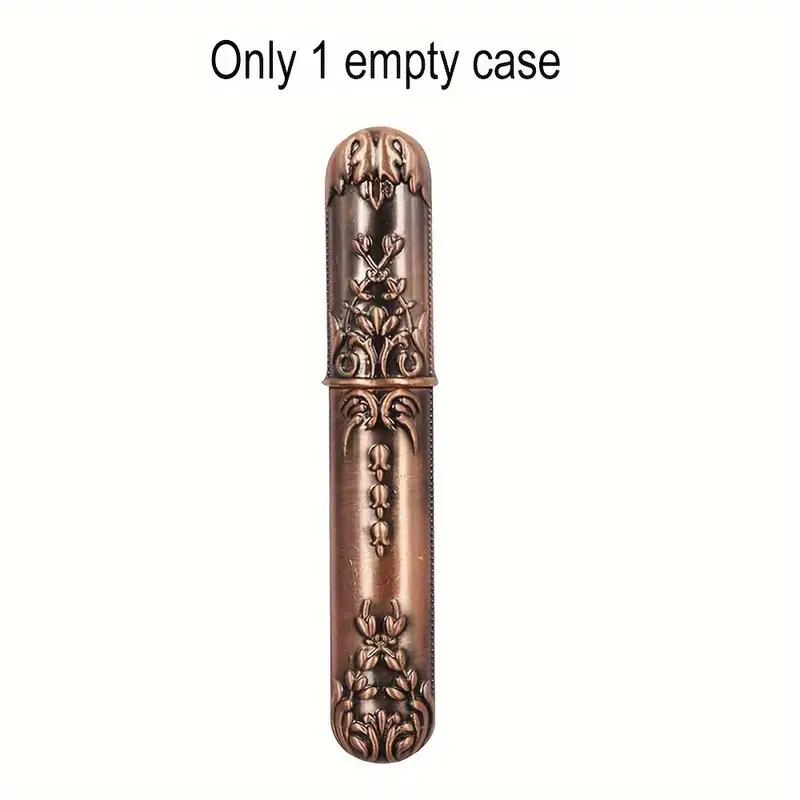 1 Piece Retro Embossed Alloy Needle Box with 24 Pieces Side Threaded Blind Needle Set, Sewing Needle Storage Container, Elegant Craftsmanship