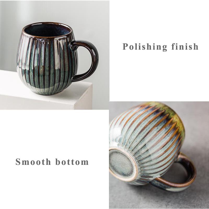 Cană de cafea ceramică rezistentă la temperaturi ridicate, stil japonez cu dungi, gresie, pictată manual, bucătărie, ceașcă de apă