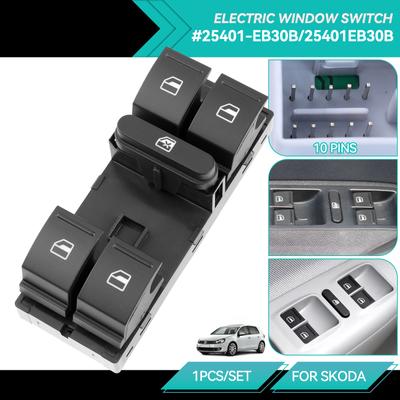 Elektryczny przełącznik sterowania szybą kierowcy po stronie zielonej do Skoda Fabia 2 Octavia 1Z Roomster Superb Yeti 1Z0959858B 1Z0 959 858B