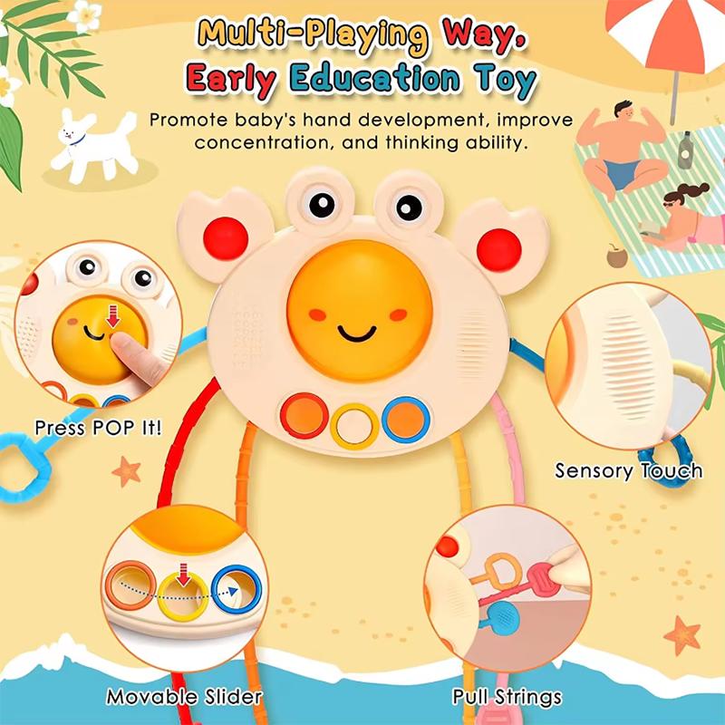 Baby Can Chew Cute And Fun Crabs To Exercise Fine Hand Movements Pull Rope Puzzle Early Education Toys