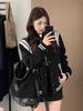 2025 Autumn Petite Women's Black Baseball Jacket - Thickened, Plus Size, Couple Style