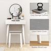 Modern Dressing Table with Round Mirror and Stool, Makeup Vanity Table with 2 Drawers for Bedroom, Living Room, 60 x 40 x 123 cm, White