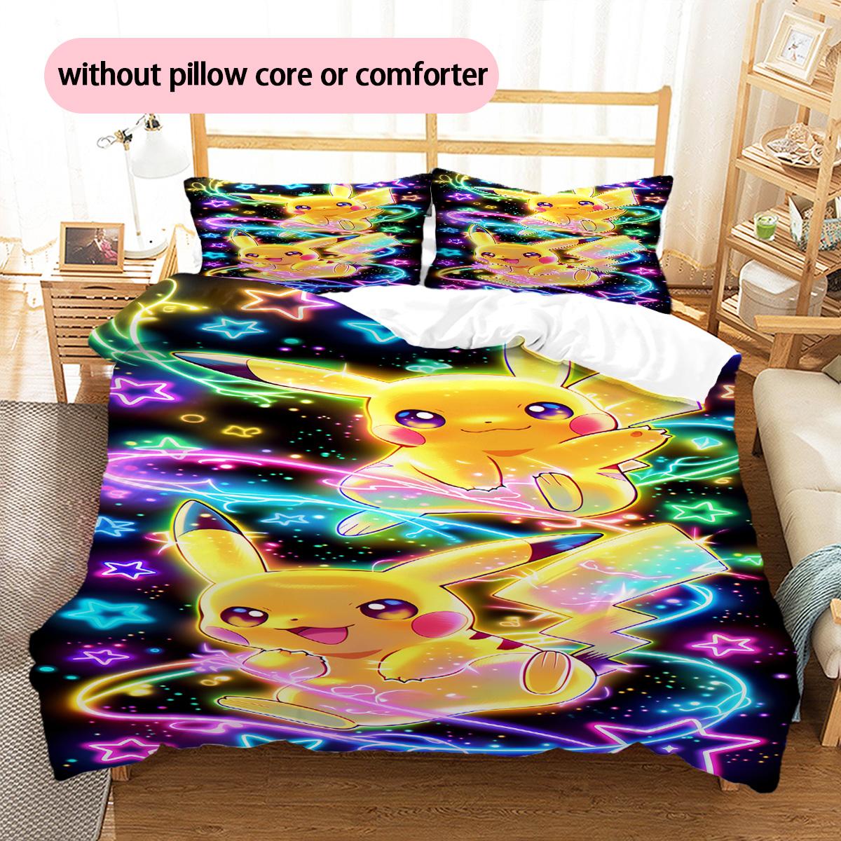 

Pokémon Pikachu Eevee Pattern Bedding Home Decoration Birthday Gift (1 * duvet cover + 2 * pillowcase, without core) 135x200cm